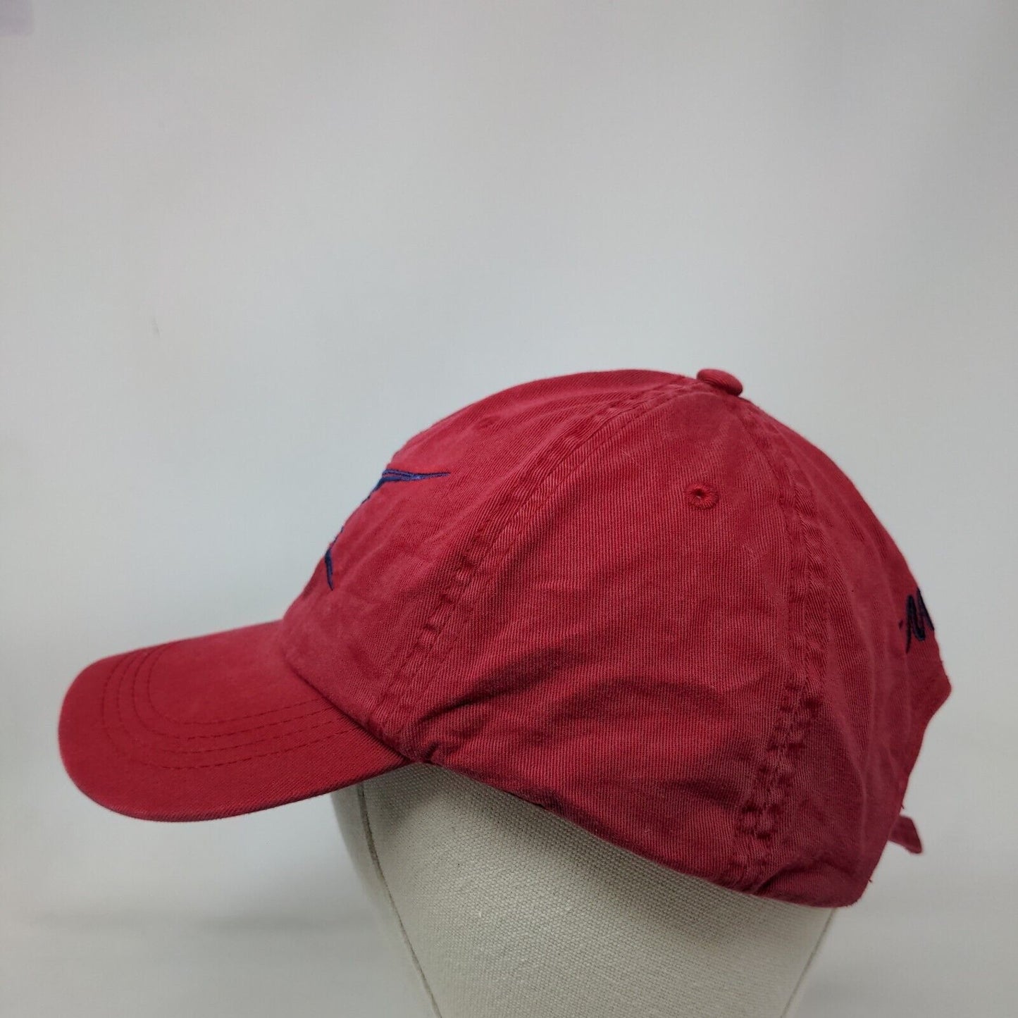 Madda Fella Slideback Hat Red Adjustable Embroidered Fish Logo