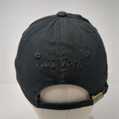 NY New York Slideback Hat Black One Size Adjustable Solid 6 Panel