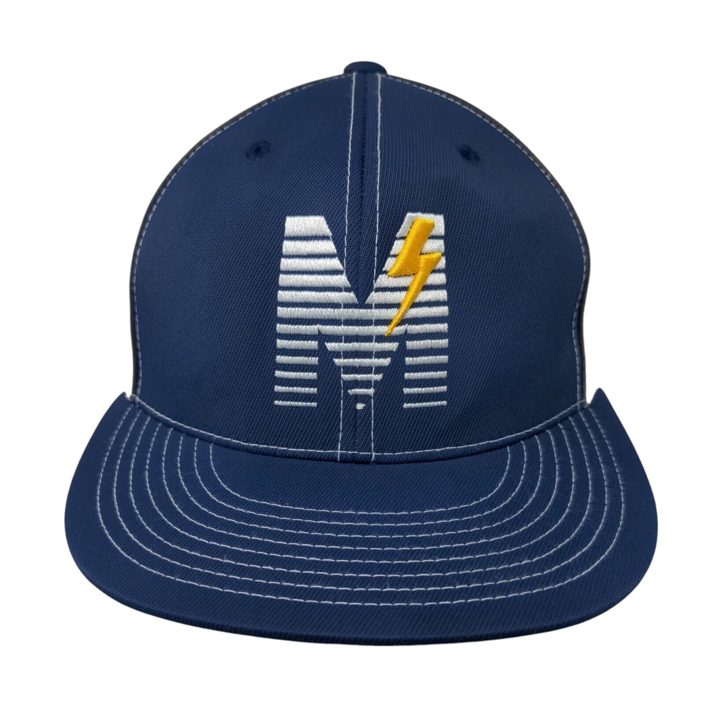 M Lightning Fitted Trucker Hat Blue S/M D-Series Mesh Back Pacific Headwear