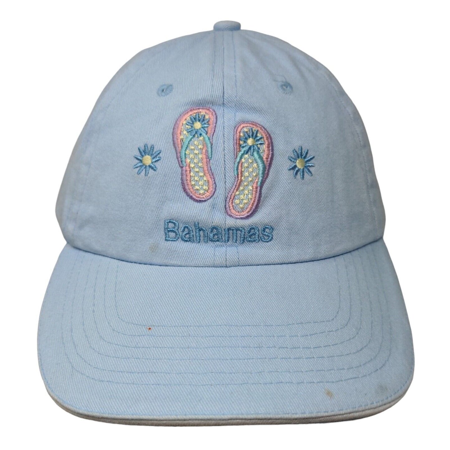 Bahamas Flip Flop Strapback Hat Blue OSFA Adjustable Embroidered Cotton