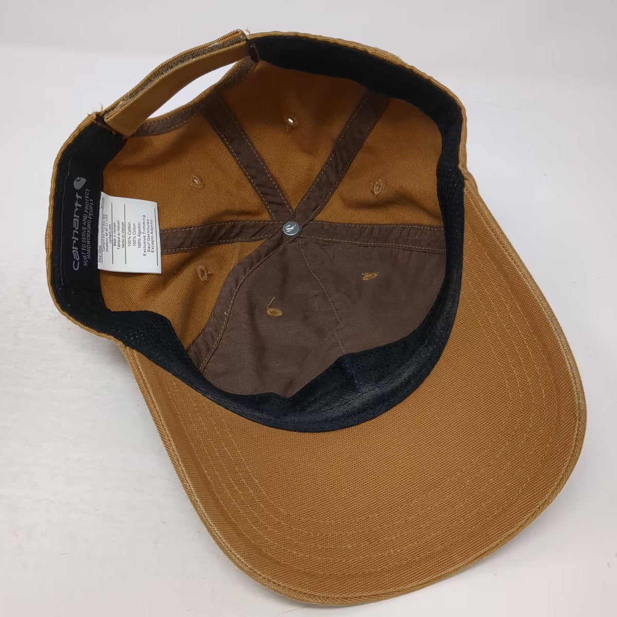 Carhartt Brown Baseball Cap One Size Adjustable Leather Patch Cotton Hat