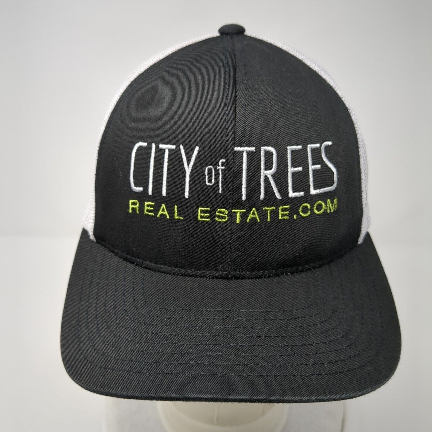City of Trees Real Estate Snapback Trucker Hat Black One Size Mesh Back