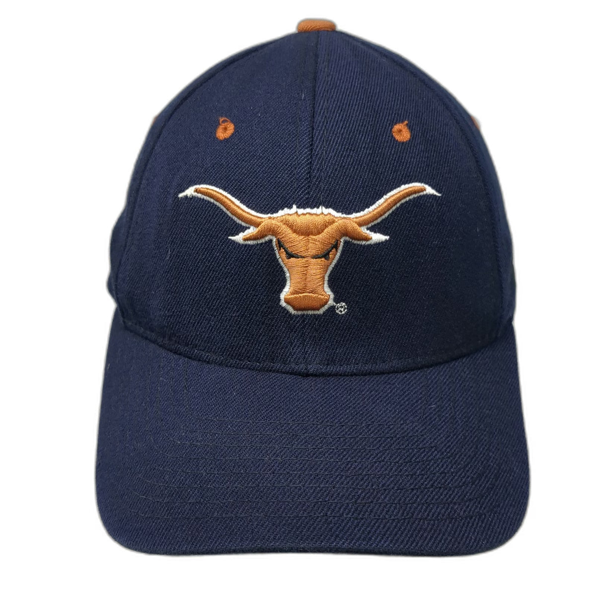 Texas Longhorns NCAA Zephyr Cap Blue L Stretch Fit Embroidered Hat Orange Brim