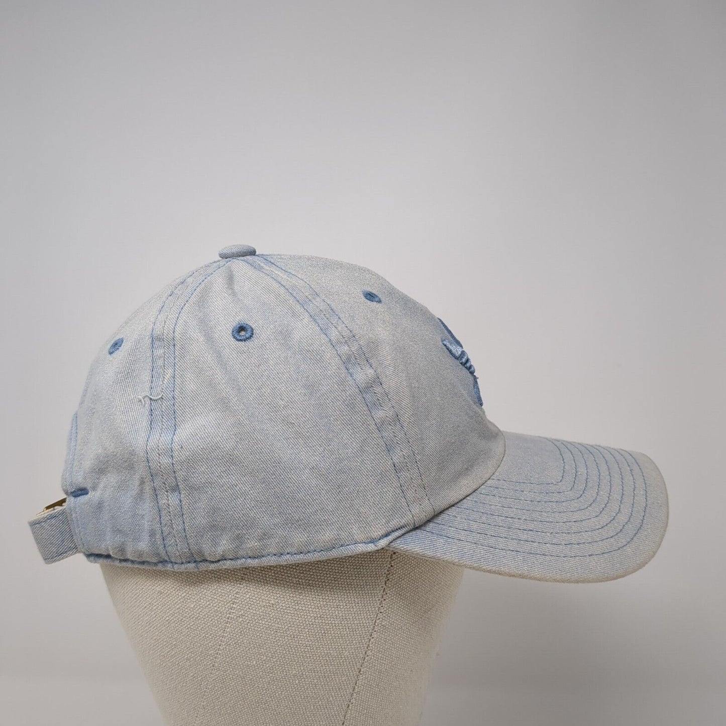Adidas Slideback Hat Blue One Size Adjustable Embroidered Trefoil Denim Cotton