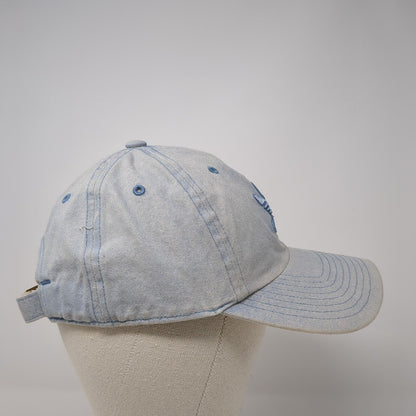 Adidas Slideback Hat Blue One Size Adjustable Embroidered Trefoil Denim Cotton