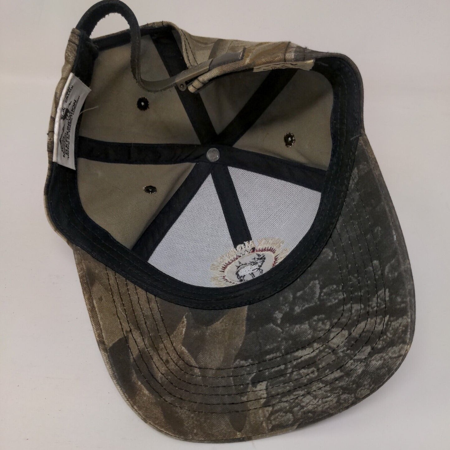 Rocky Mountain Elk Foundation Slideback Hat Camo OSFA Leather Strap