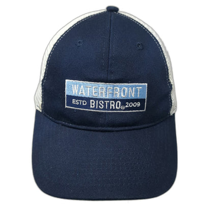 Port & Company Trucker Hat Blue One Size Waterfront Bistro Patch Mesh Snapback