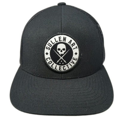Sullen Art Collective Trucker Hat Black One Size Skull Paintbrush Mesh Snapback
