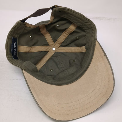 Nautica Baseball Cap Green One Size Embroidered Crest Crossed Oars Cotton Hat