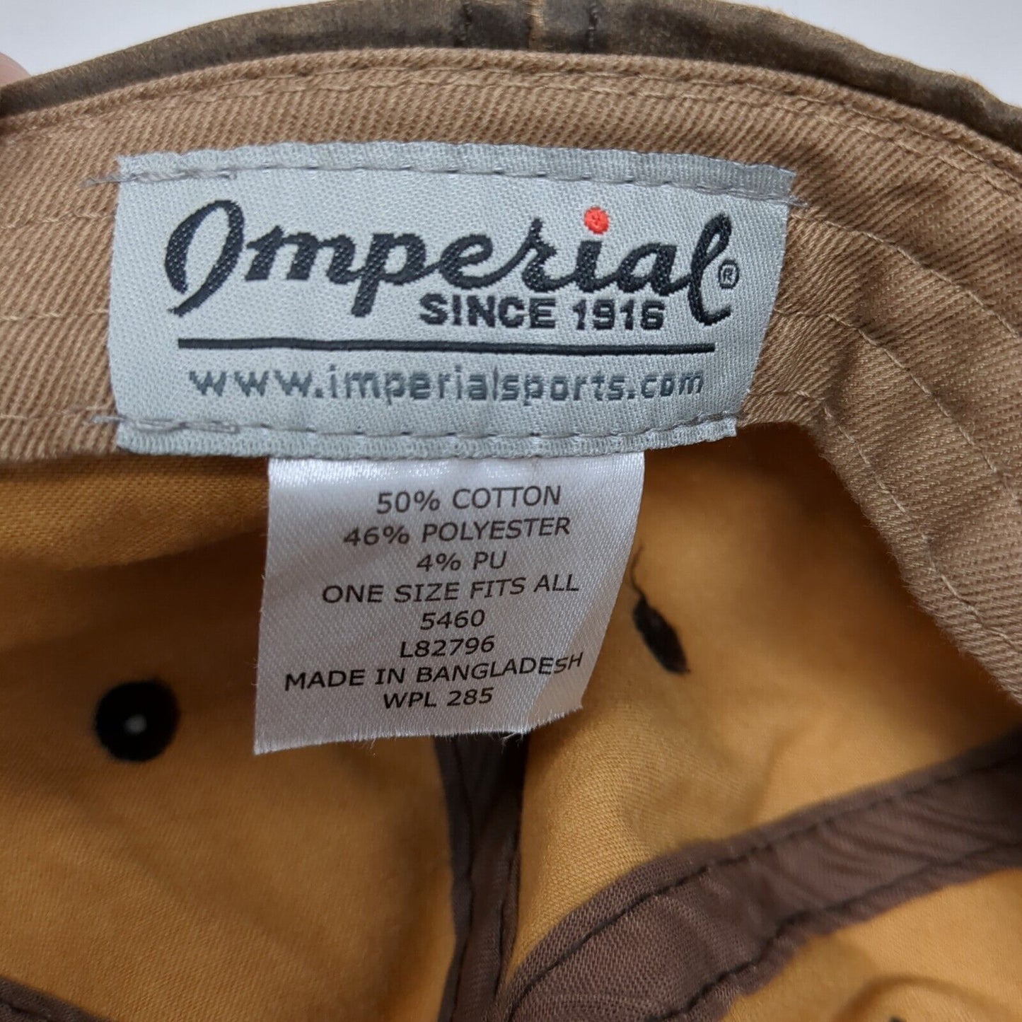 Defiant Whisky Strapback Hat Brown One Size Adjustable Embroidered Imperial