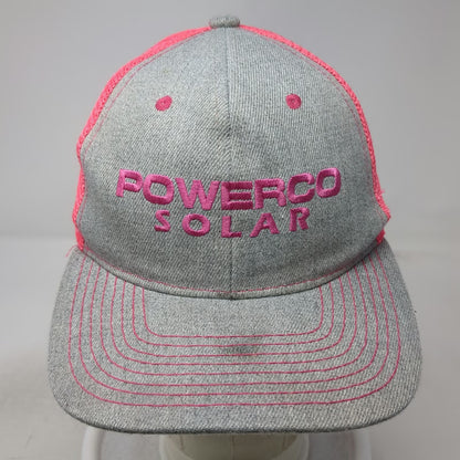 Powerco Solar Trucker Hat Gray Pink One Size Mesh Back Snapback Contrast Stitch