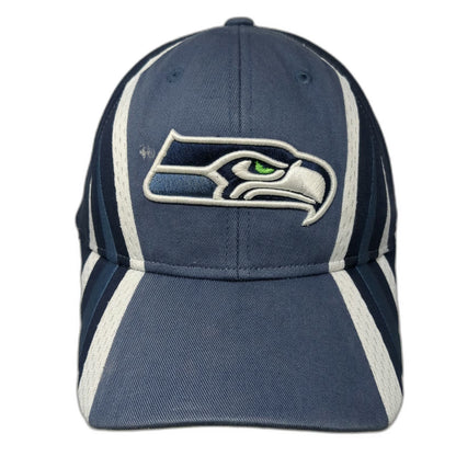 Seattle Seahawks NFL Reebok Blue One Size Cap Gray White Side Stripes Logo Hat