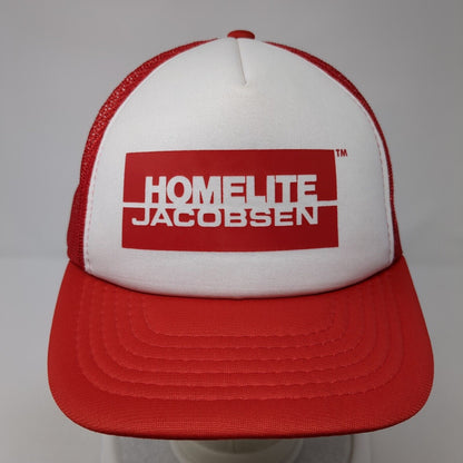 Homelite Jacobsen Snapback Trucker Hat Red OS Adjustable Mesh Back 6 Panel