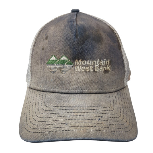 Mountain West Bank Snapback Mesh Back Trucker Hat Blue Adjustable New Era
