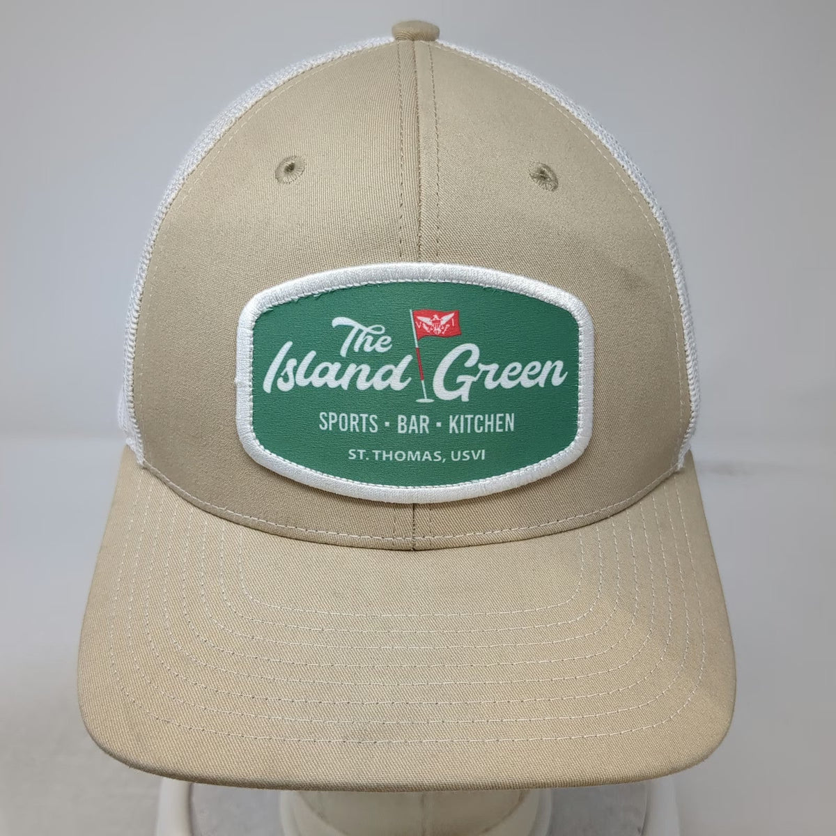 Richardson Trucker Hat Beige White Green One Size Mesh Snapback St Thomas USVI