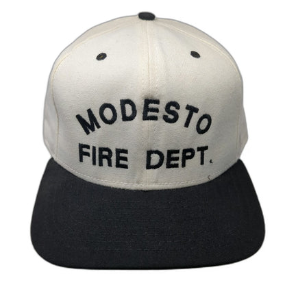 New Era Snapback White L Modesto Fire Dept Pro Model Station Hat Vintage