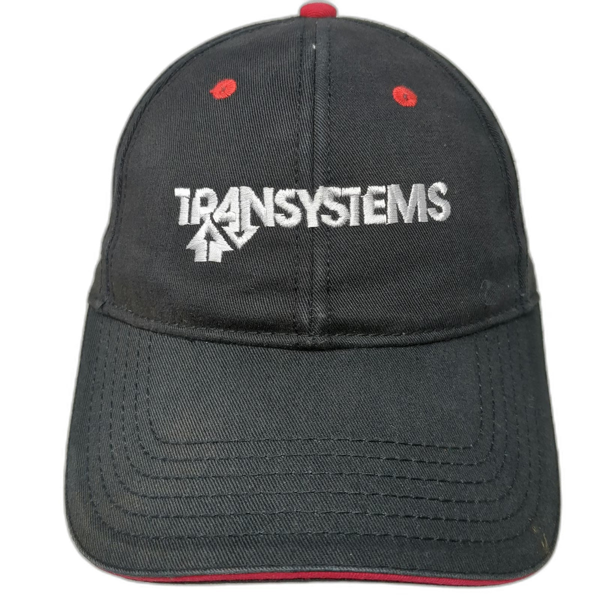 Otto Baseball Cap Black OSFM TranSystems Logo Strapback Red Sandwich Bill Hat