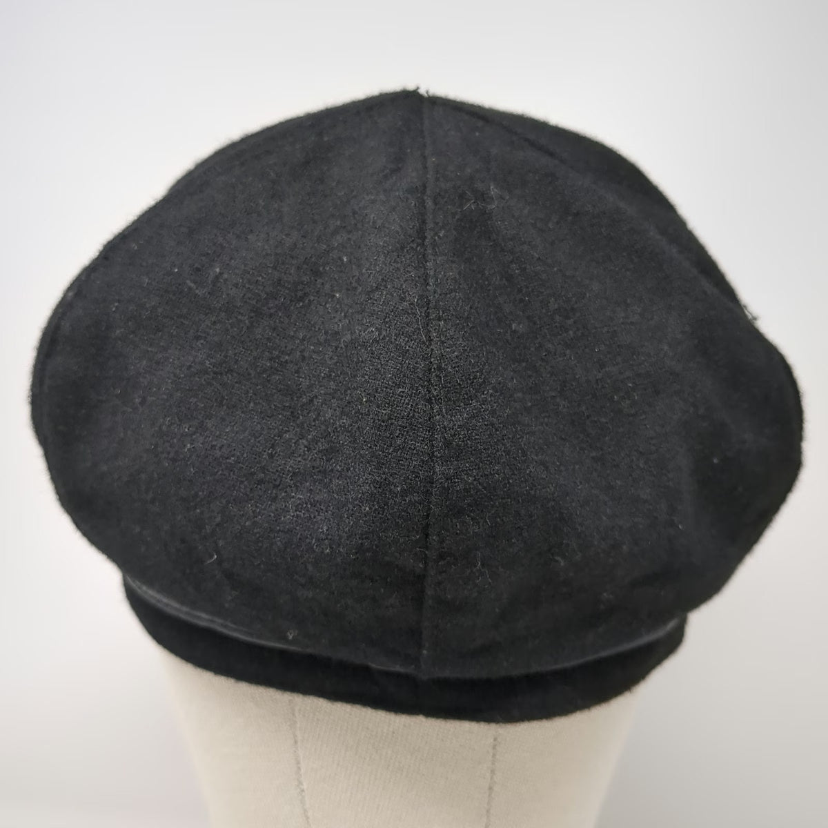 Nine West Army Cap Black One Size Wool Blend Buckle Strap Fashion Flat Top Hat