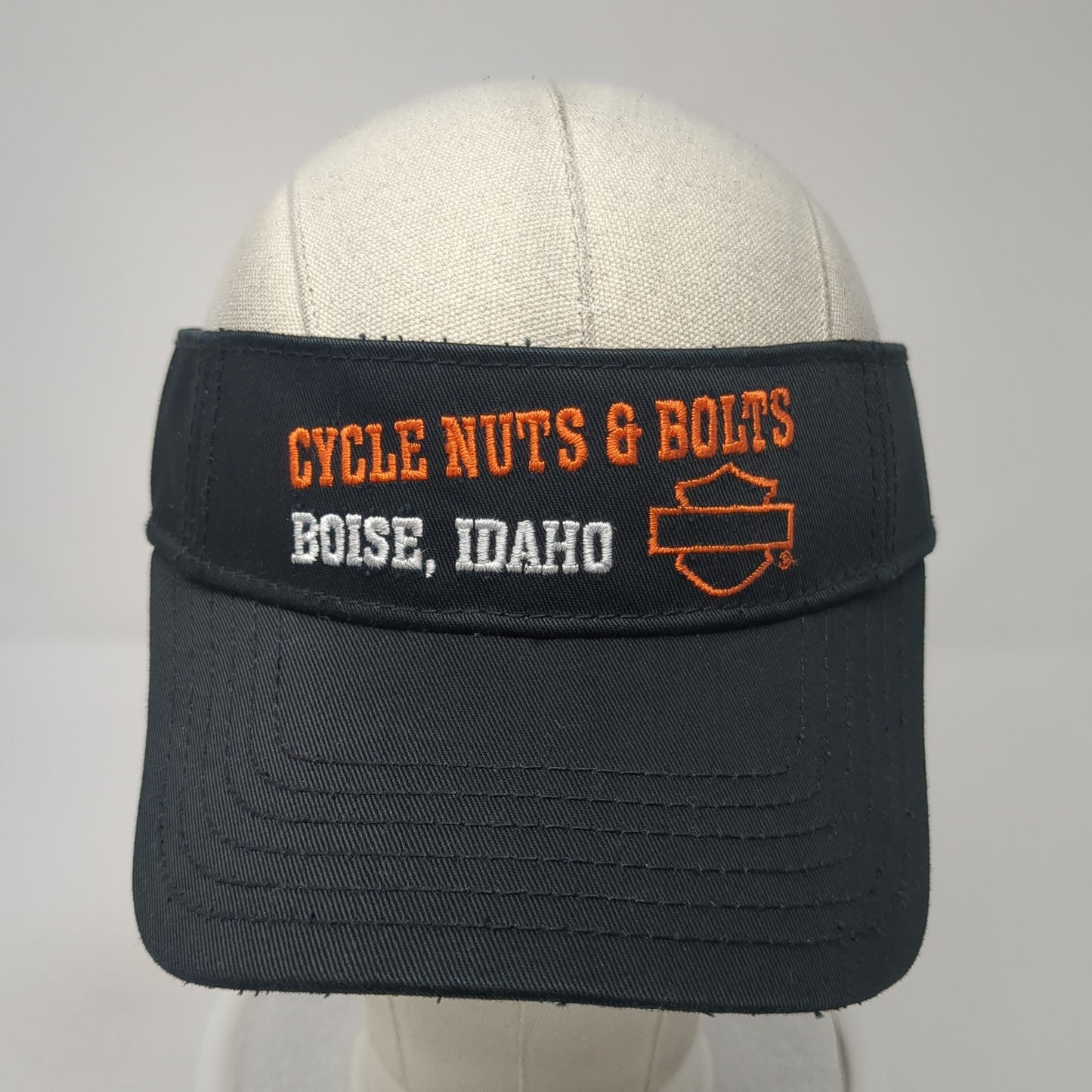 Cycle Nuts & Bolts Boise Idaho Sun Visor Hat Black One Size Adjustable Cotton