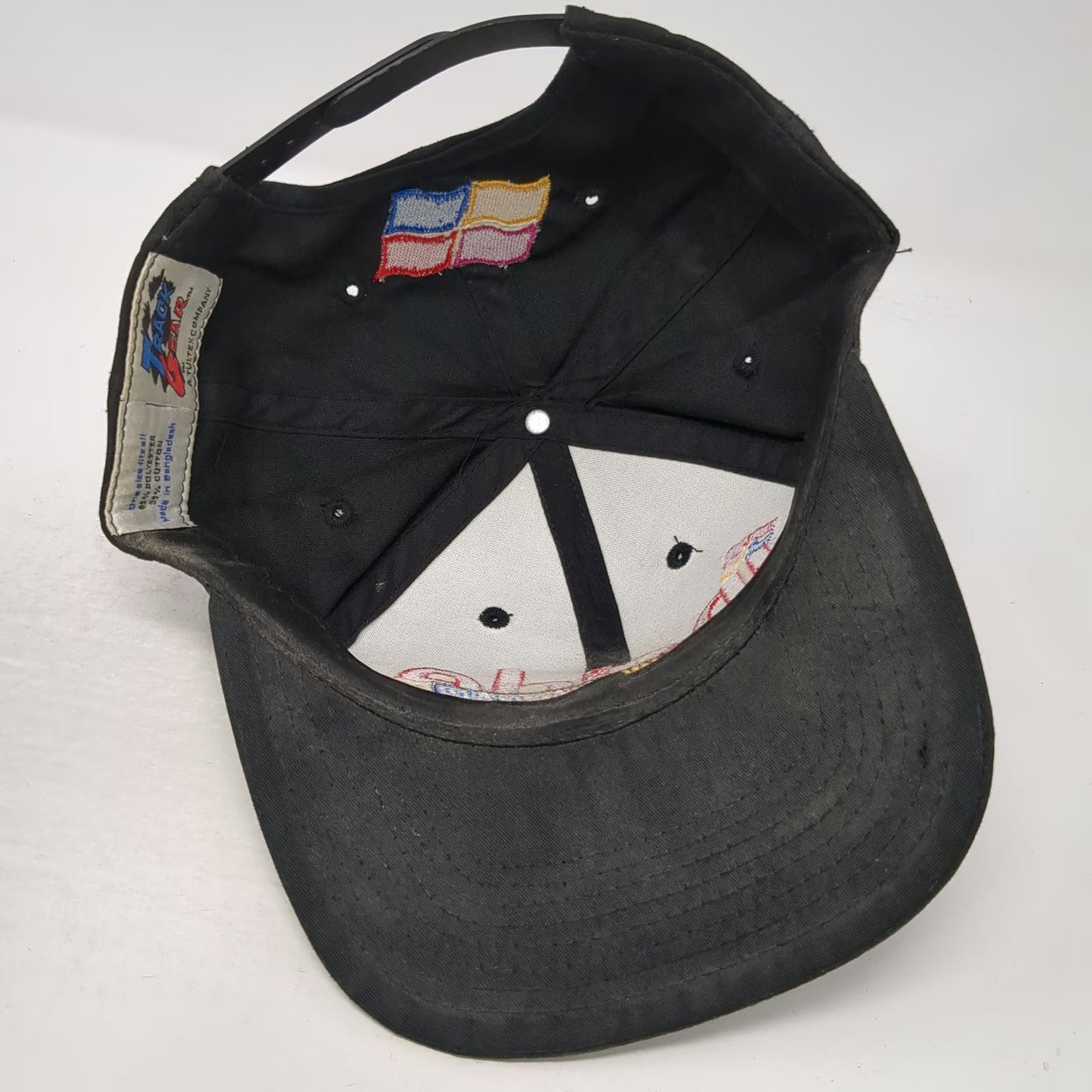 Track Gear 5 Panel Hat Black Inside NASCAR Snapback Racing Embroidered Vintage