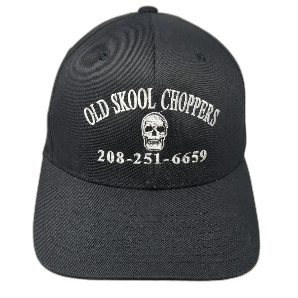 Port Authority Baseball Cap Black M Old Skool Choppers Skull Flexfit Hat 208 ID