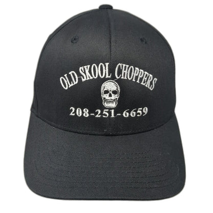 Port Authority Baseball Cap Black M Old Skool Choppers Skull Flexfit Hat 208 ID