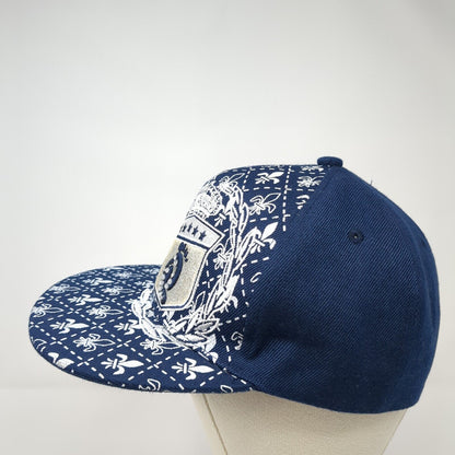 Skips Fitted Hat Blue Large Embroidered Glitter Rhinestone 6 Panel Acrylic