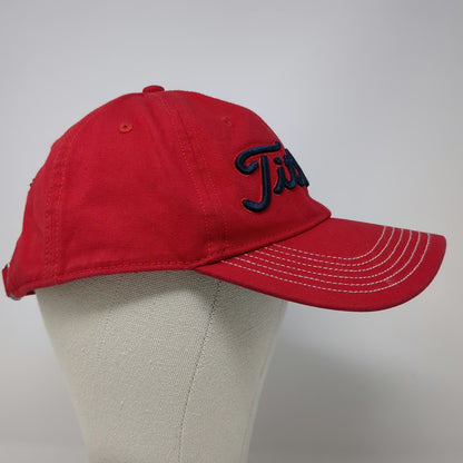 Titleist Baseball Cap Red OSFM Adjustable Cotton Blue Logo Contrast Stitch Hat