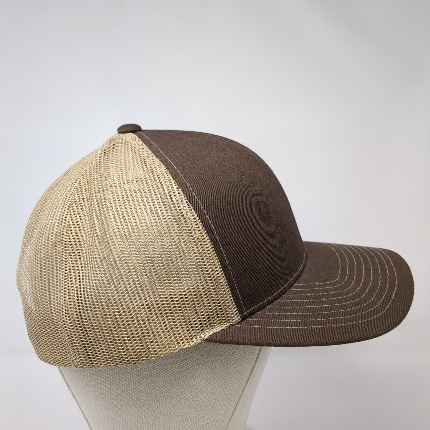 Pacific Headwear Snapback Trucker Hat Brown OSFA Mesh Back Patch