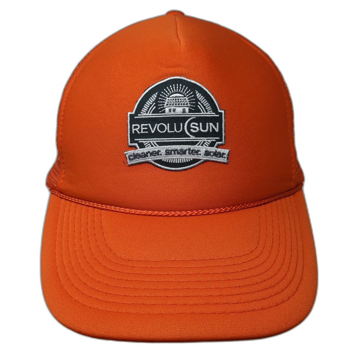Otto Trucker Hat Orange One Size Mesh Back Snapback RevoluSun Solar Energy Patch