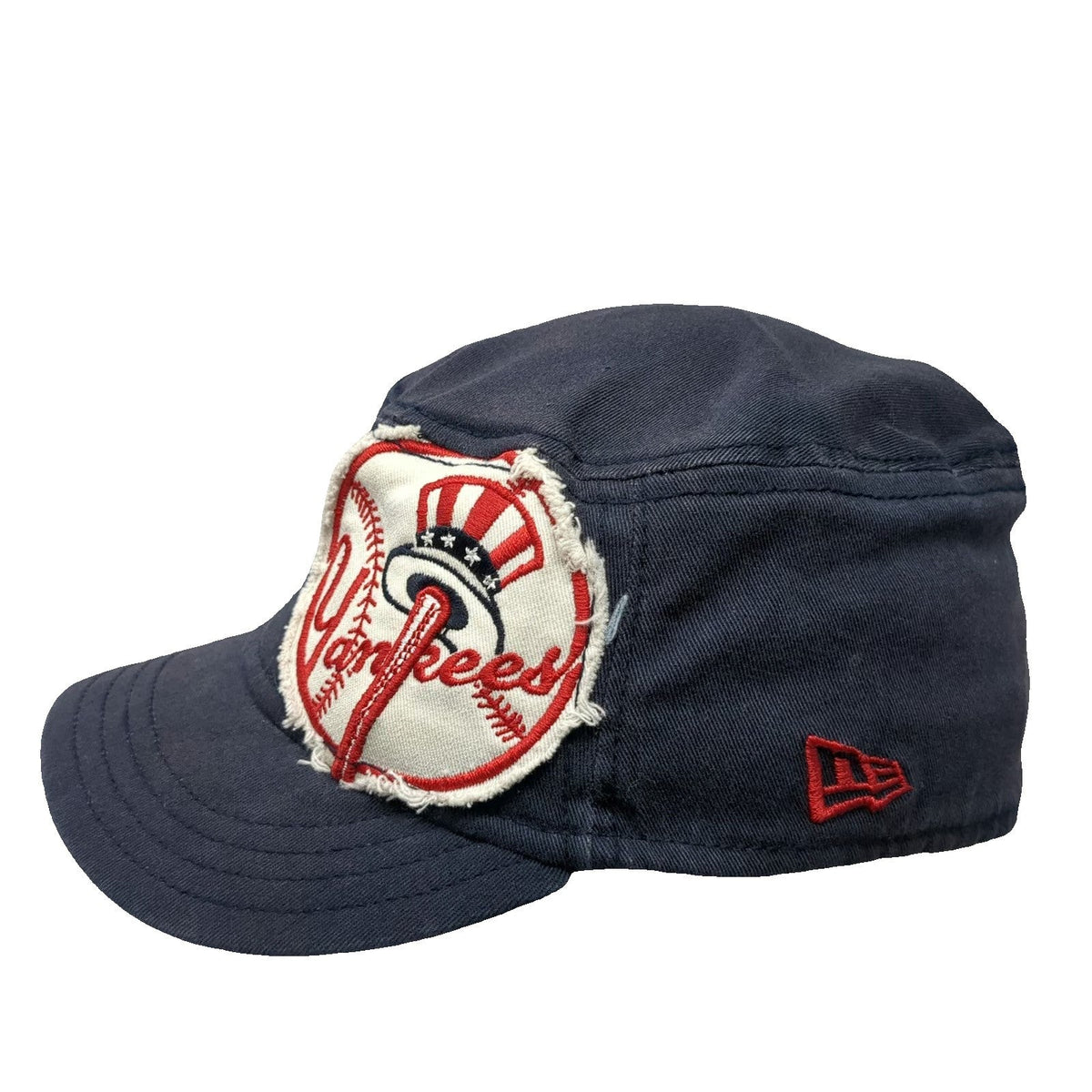 New York Yankees MLB New Era Army Cap Blue L Distressed Patch Stretch Fit Hat