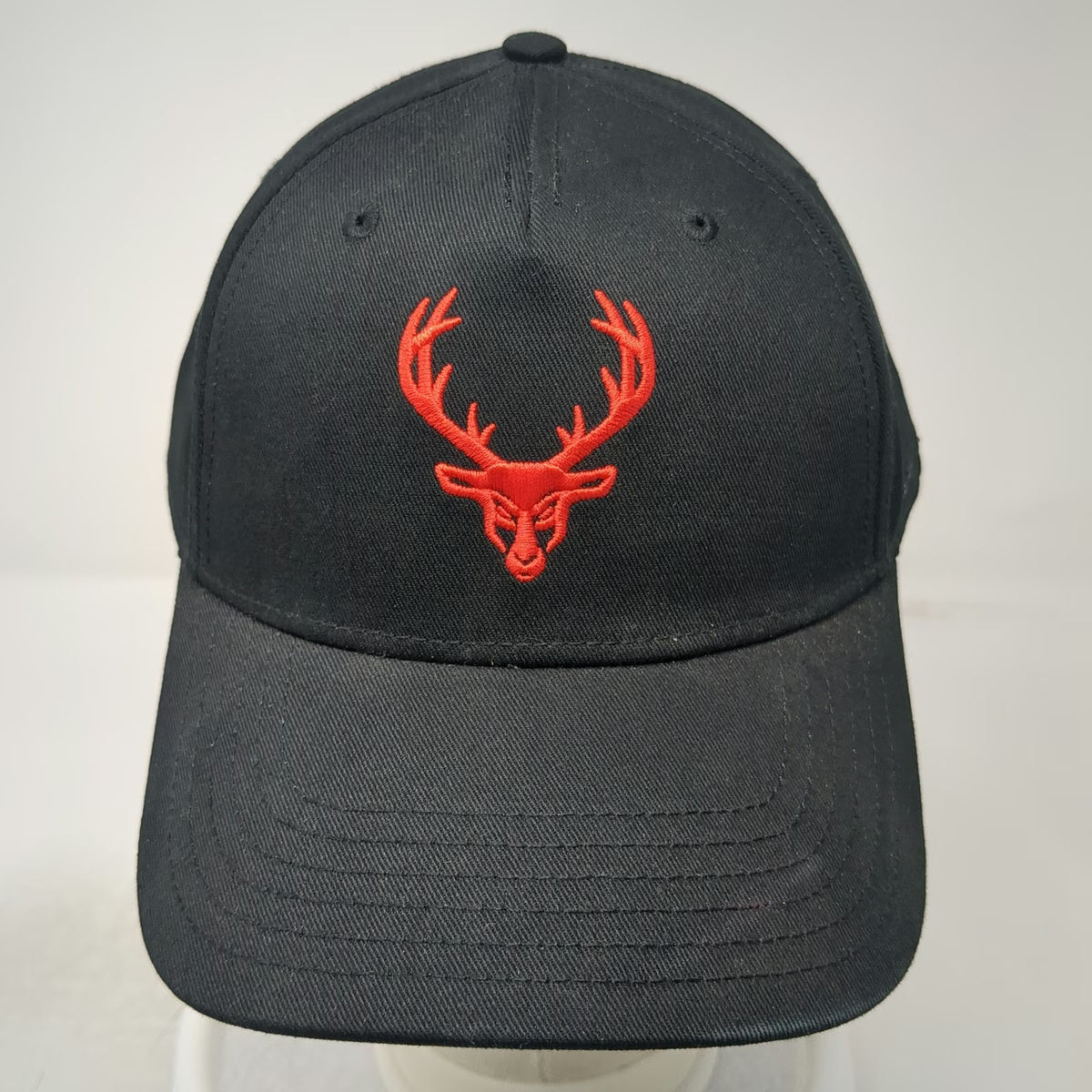 Bucked Up 5 Panel Black One Size Hat Red Deer Buck Logo Snapback Embroidered Gym