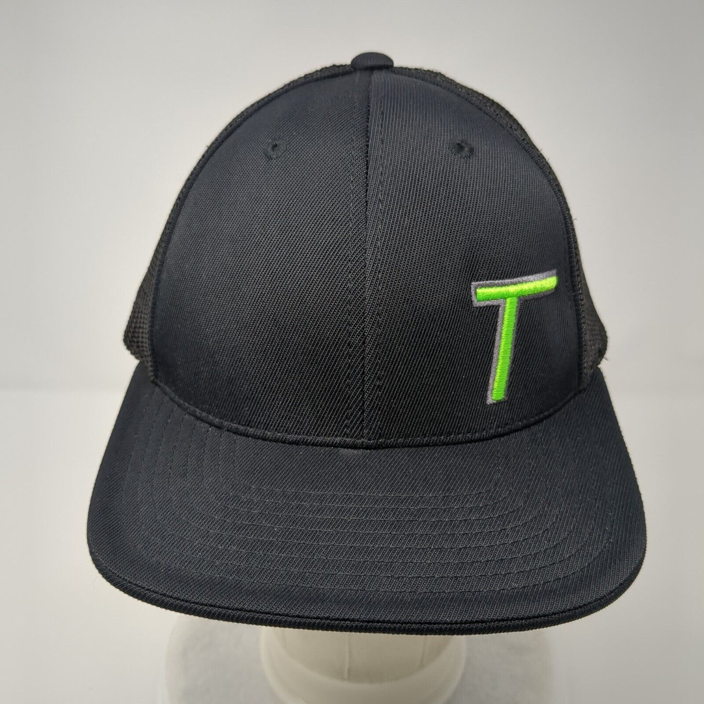 Tradesmen Pink Ribbon Cancer Awareness Fitted Trucker Hat Black 7 3/8-8 6 Panel