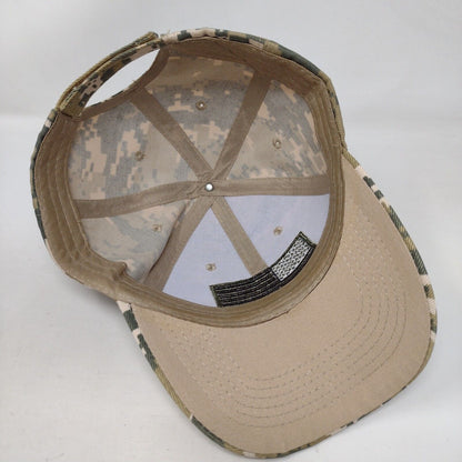 American Flag Strapback Hat Camouflage OS Adjustable Embroidered Patriotic