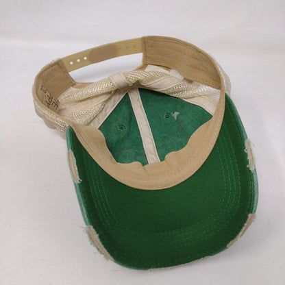 Mountain Girl Snapback Trucker Hat Green OSFA Adjustable Distressed Live Happy