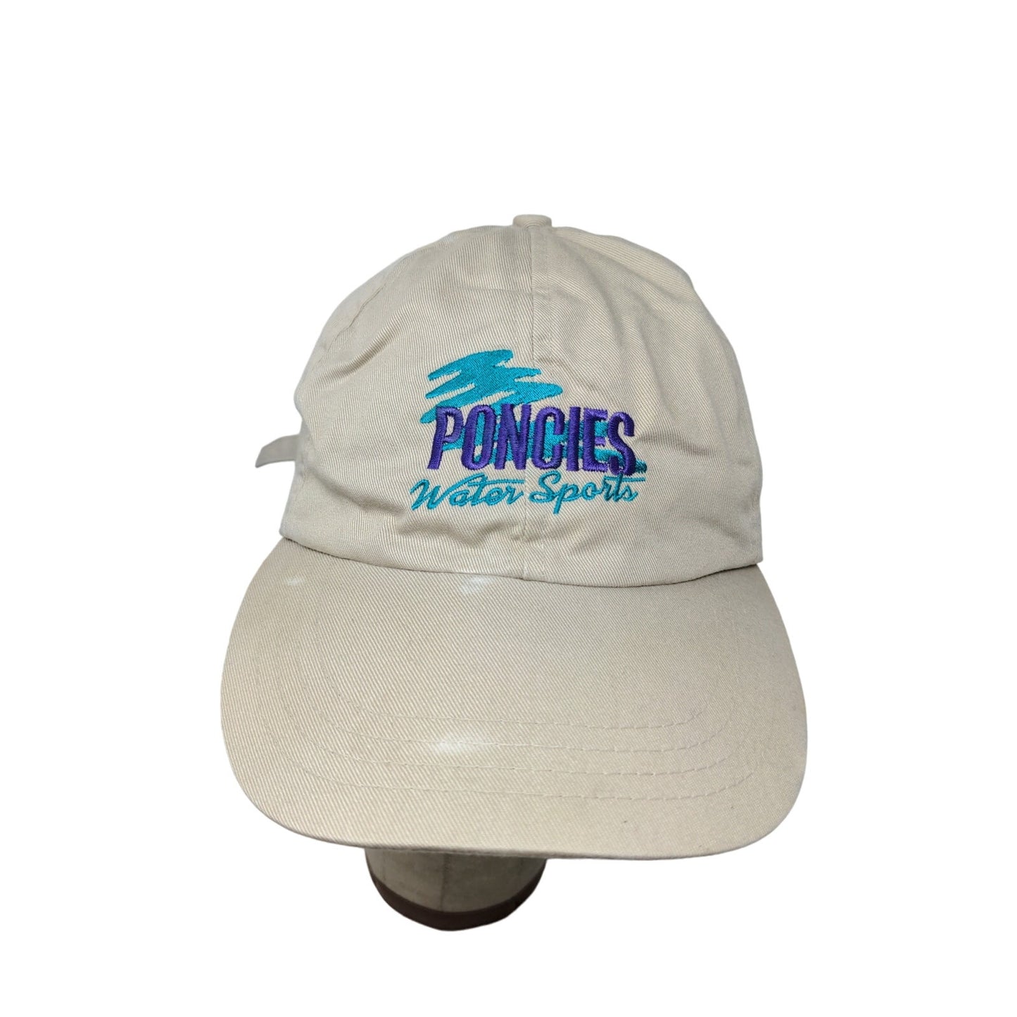 Poncies Water Sports Slideback Hat Tan Beige Embroidered Logo