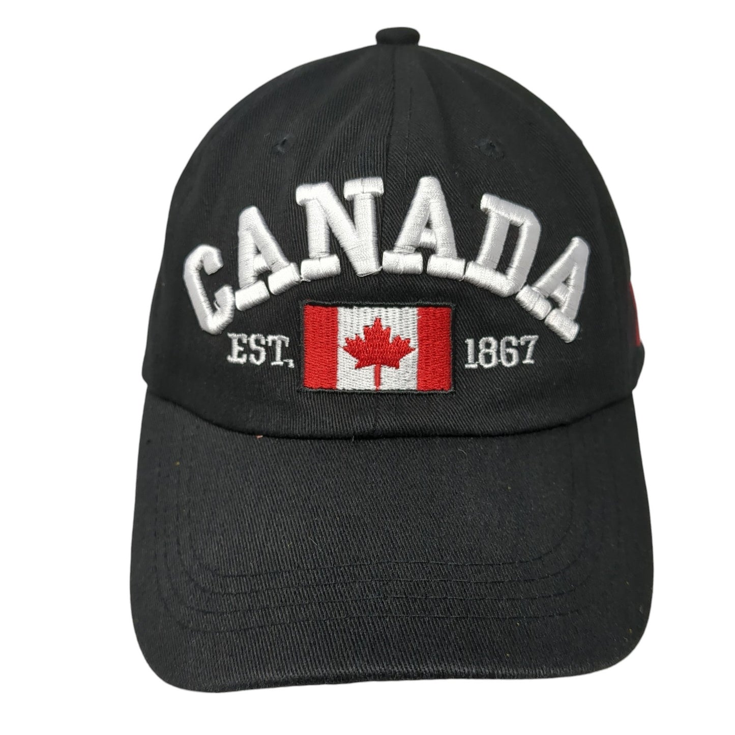 Canada Est. 1867 Slideback Baseball Cap Black One Size Adjustable Embroidered