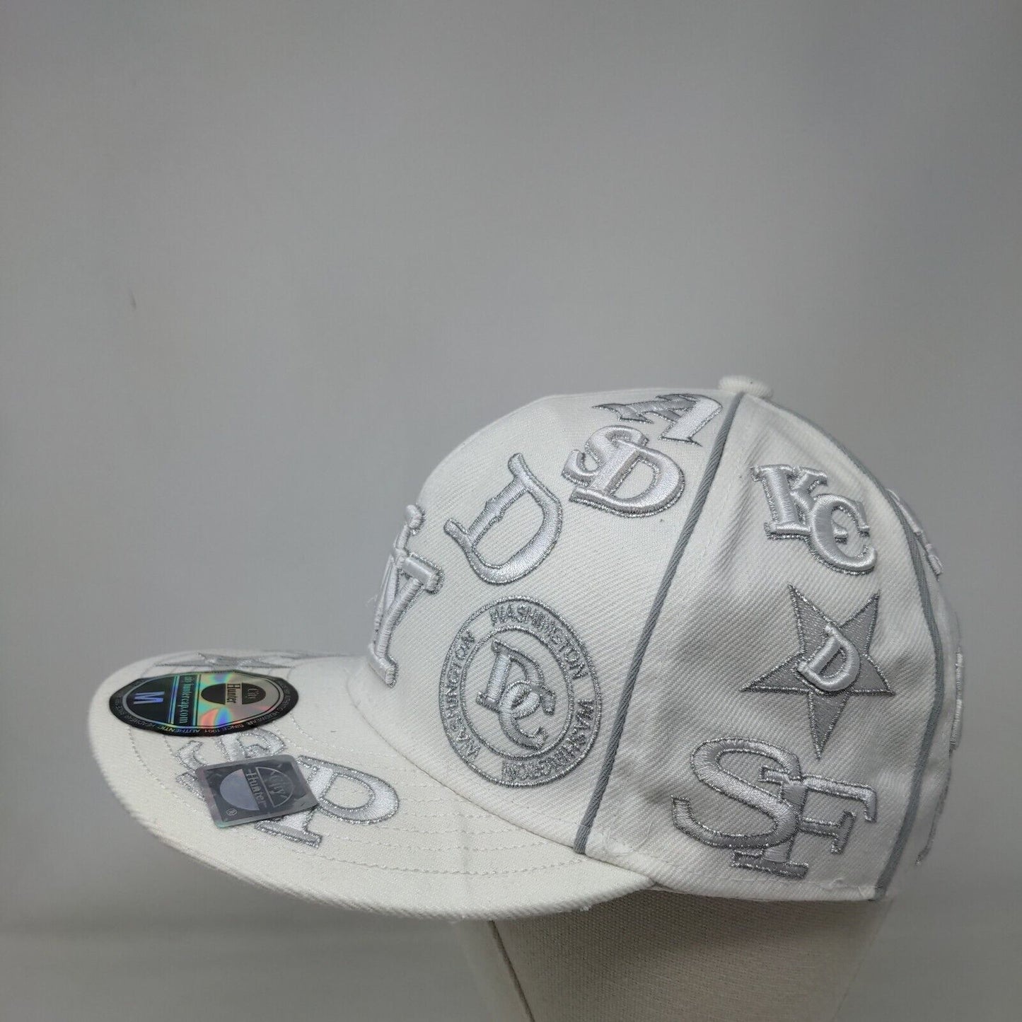NY New York Boston City Hunter Fitted Hat White 7 1/4 Embroidered 6 Panel