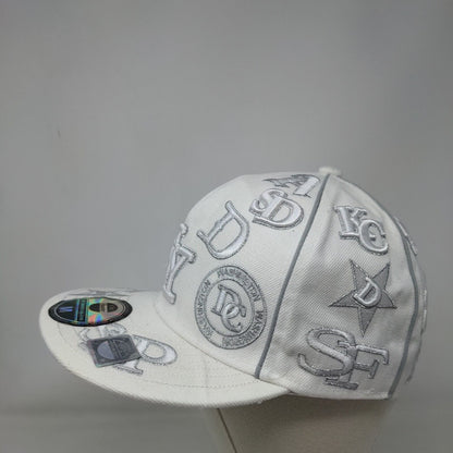 NY New York Boston City Hunter Fitted Hat White 7 1/4 Embroidered 6 Panel
