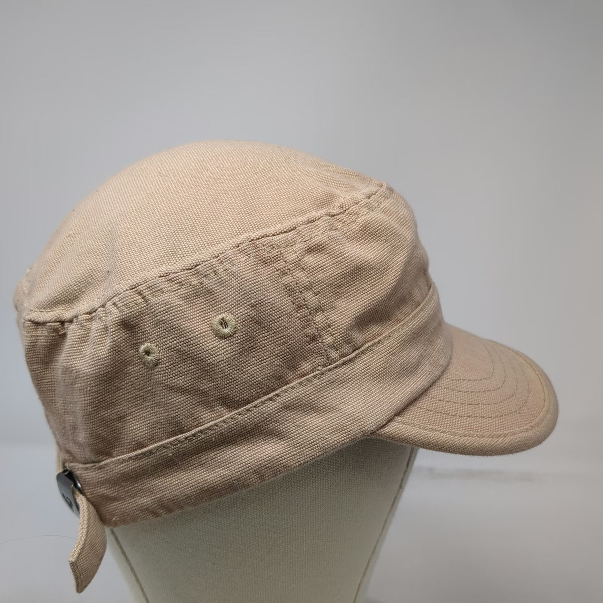 Roxy Army Cap Beige One Size Adjustable Slideback Side Pocket Heart Logo Hat