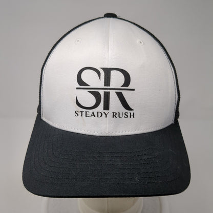 Steady Rush Fitted Trucker Hat Black One Size Mesh Flexfit 6 Panel Yupoong