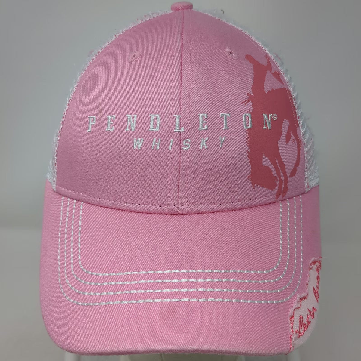 Pendleton Whisky Trucker Hat Pink One Size Let'er Buck Mesh Snapback Graphic