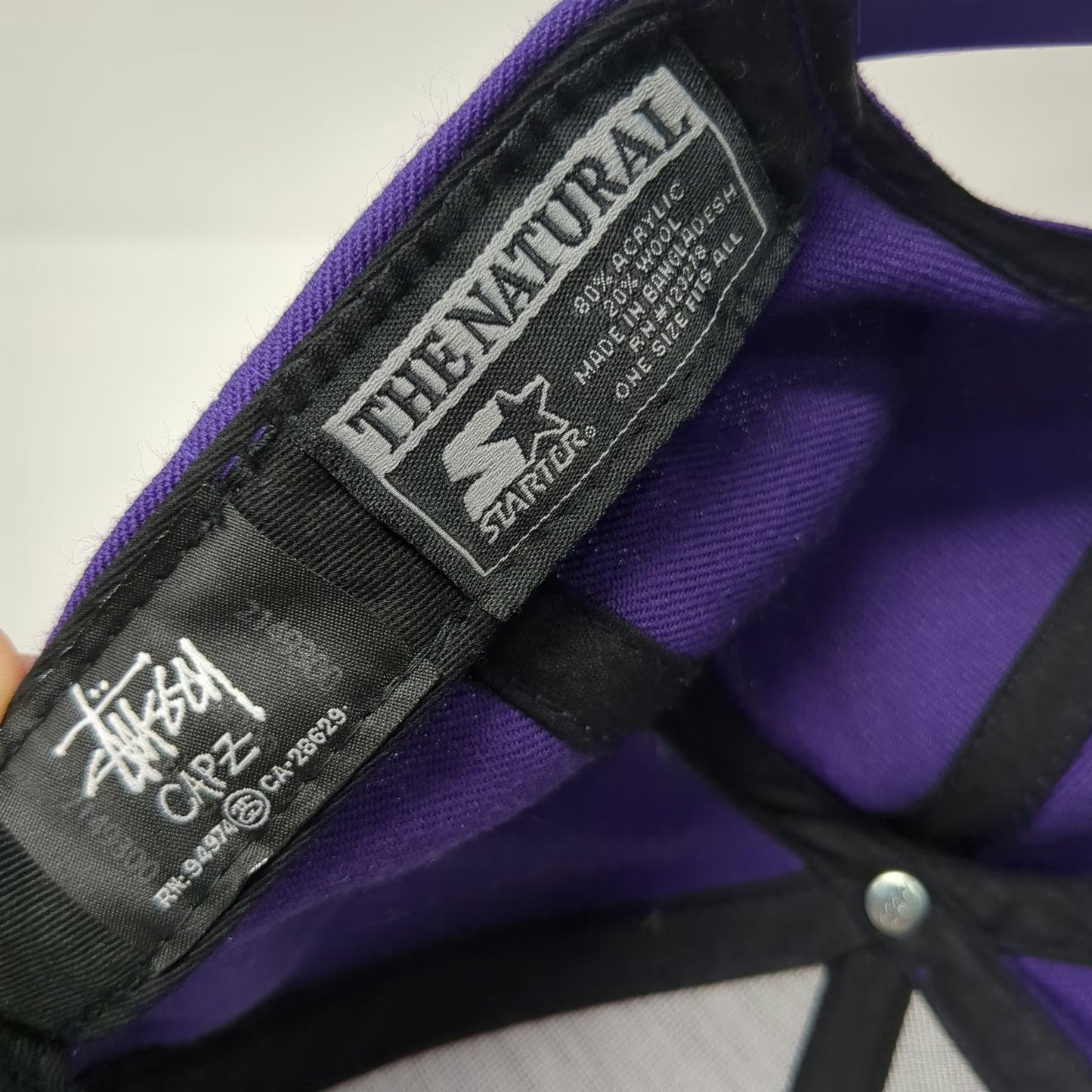 Stussy X Starter Collab Snapback Hat Purple Red White One Size Embroidered Logo