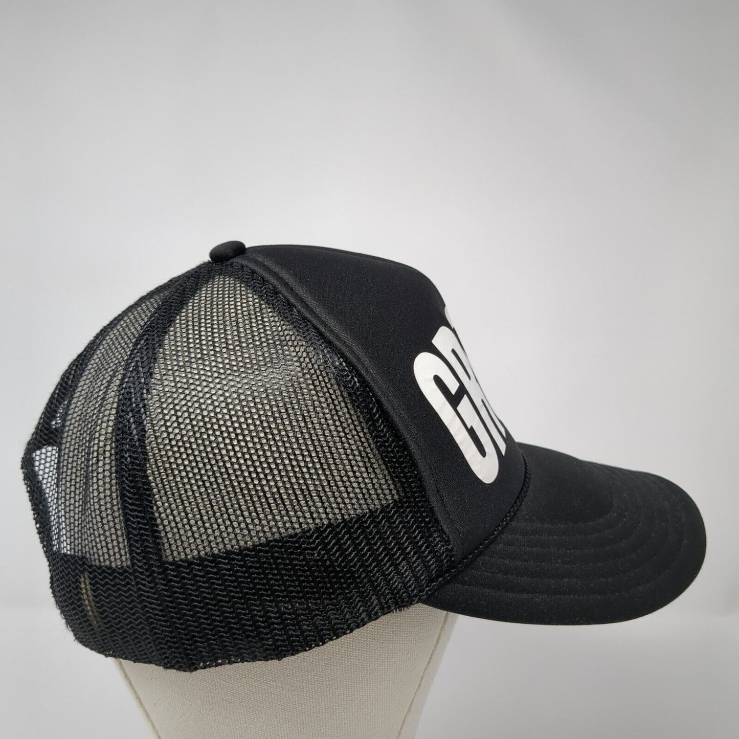 Groom Snapback Trucker Hat Black One Size Adjustable Mesh Back Rope Otto