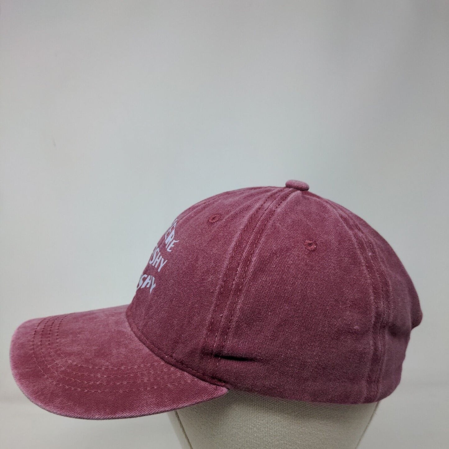 Here Fishy Fishy Slideback Hat Red One Size Adjustable Solid 6 Panel