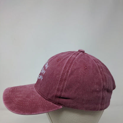 Here Fishy Fishy Slideback Hat Red One Size Adjustable Solid 6 Panel