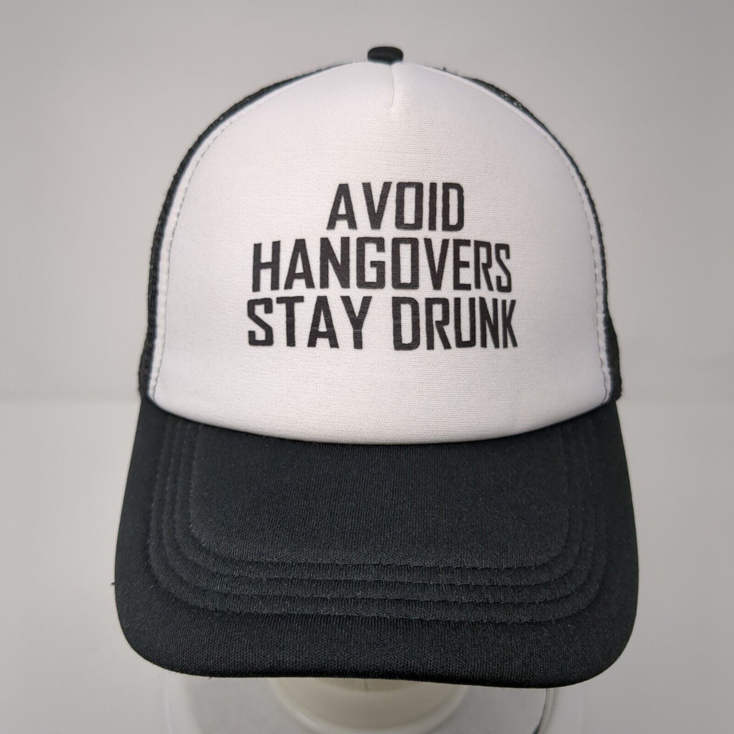 Avoid Hangovers Stay Drunk Snapback Trucker Hat Black One Size Mesh Back