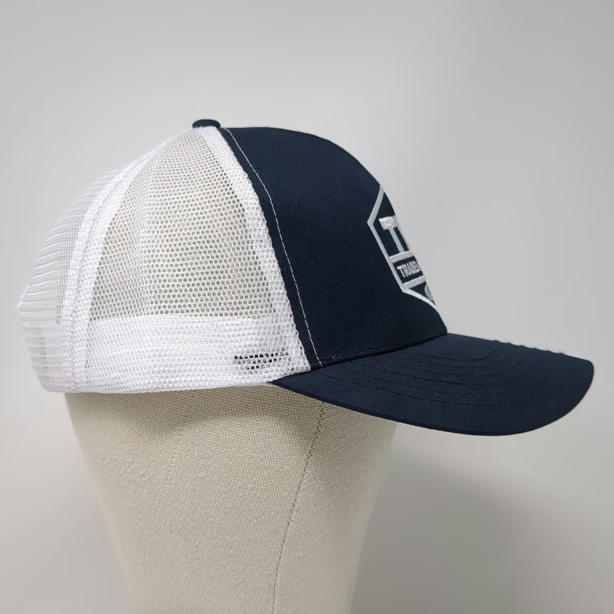 Trademaster Trucker Hat Blue One Size Snapback Mesh Embroidered Logo Workwear