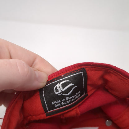 Outdoor Cap Strapback Hat Red One Size Solid Adjustable 6 Panel Logo