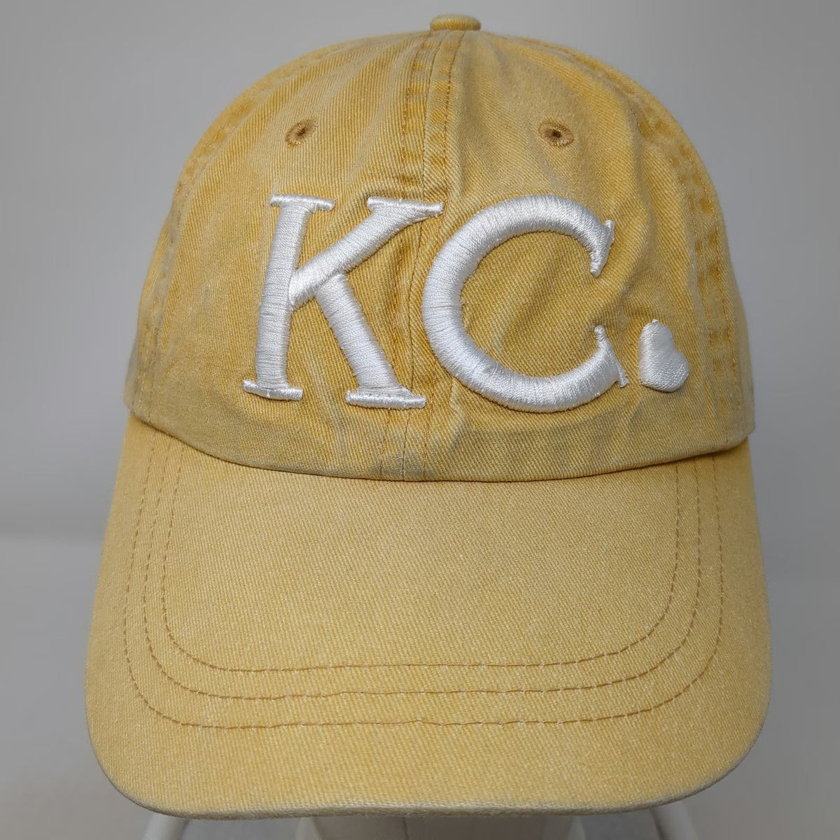 Holloway Baseball Cap Yellow One Size KC Heart Embroidery Cotton Adjustable Hat